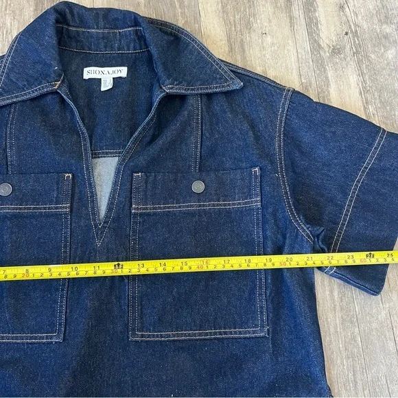 Shona Joy Rita High Waisted Flare Short and Rita Pullover Top Denim Indigo - Picture 8 of 15